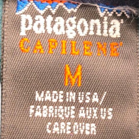 Vtg Patagonia Sweater Men M Green Capilene Fleece Pullover USA Gorpcore Camping - Picture 3 of 8